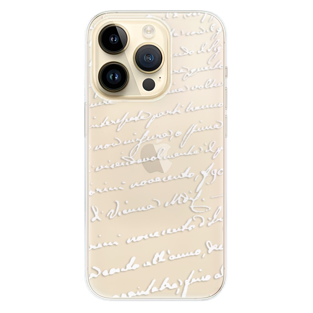 Odolné silikonové pouzdro iSaprio - Handwriting 01 - white - iPhone 14 Pro