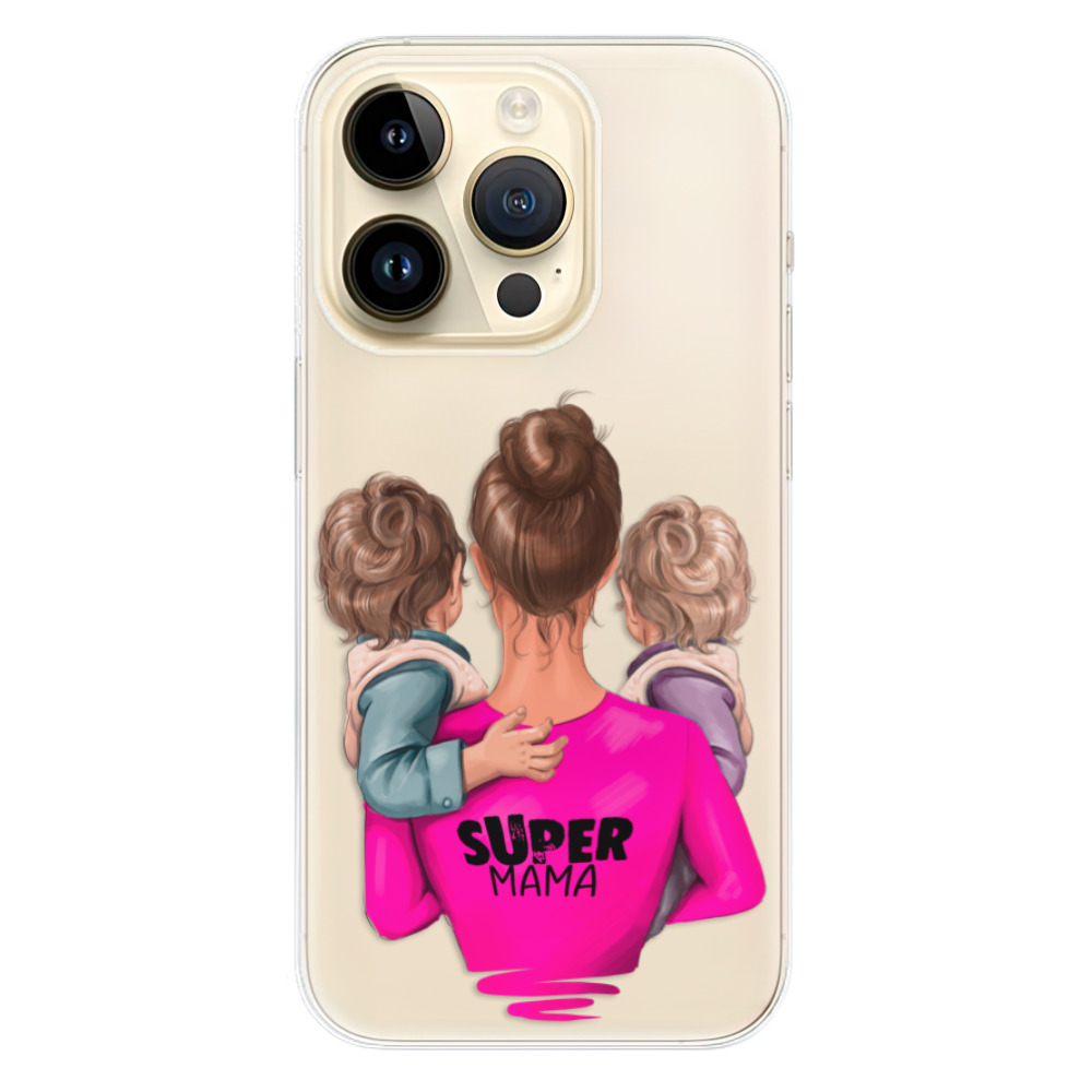 Odolné silikonové pouzdro iSaprio - Super Mama - Two Boys - iPhone 14 Pro