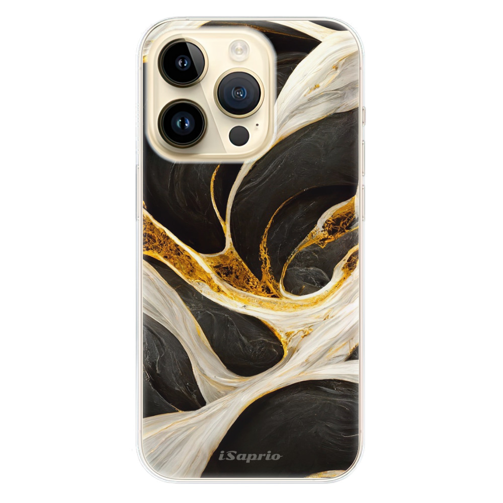 Odolné silikonové pouzdro iSaprio - Black and Gold - iPhone 14 Pro