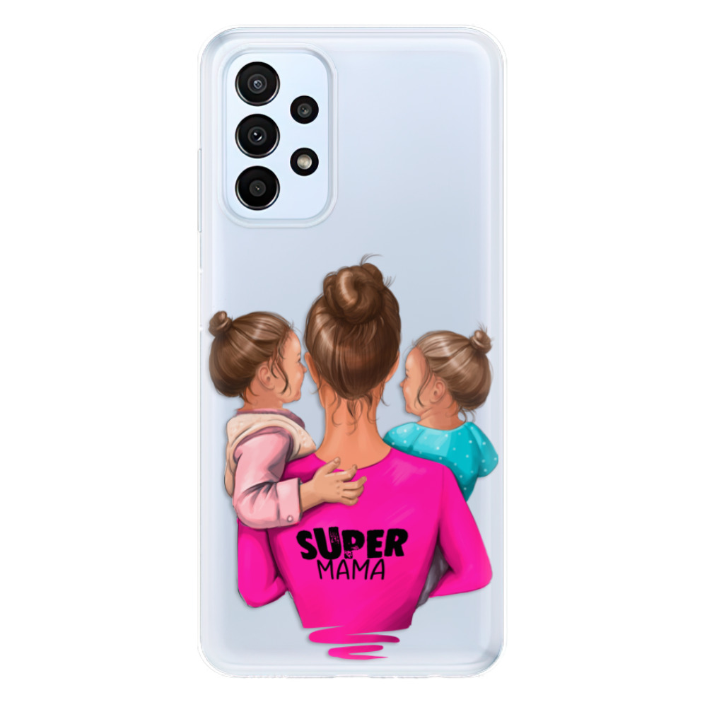 Odolné silikonové pouzdro iSaprio - Super Mama - Two Girls - Samsung Galaxy A23 / A23 5G