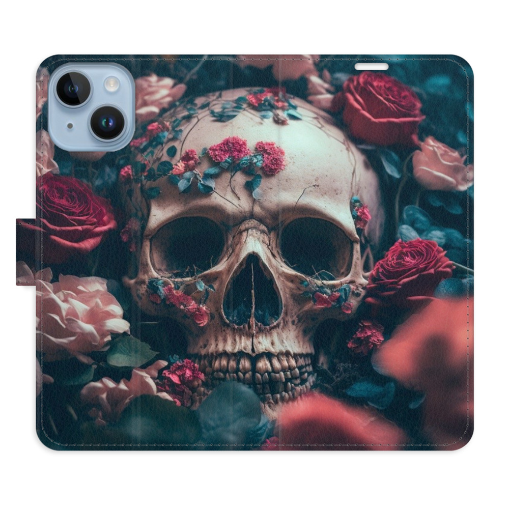 Flipové pouzdro iSaprio - Skull in Roses 02 - iPhone 14