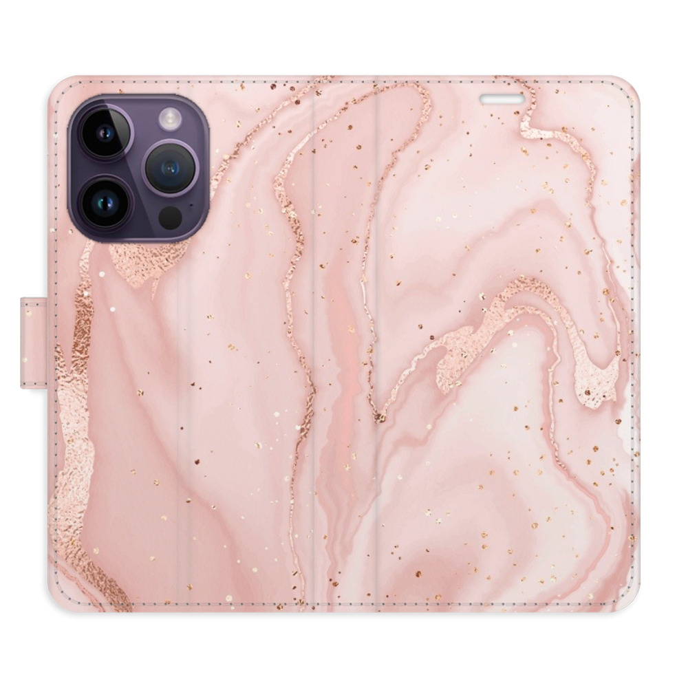 Flipové pouzdro iSaprio - RoseGold Marble - iPhone 14 Pro