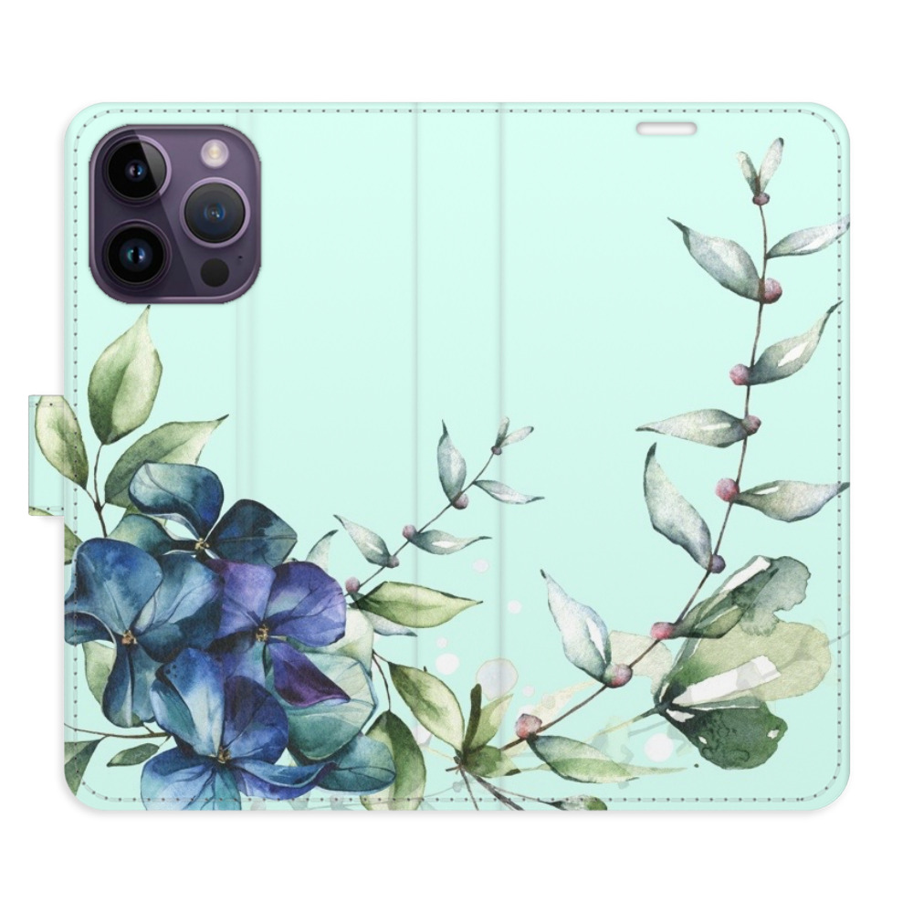 Flipové pouzdro iSaprio - Blue Flowers - iPhone 14 Pro Max