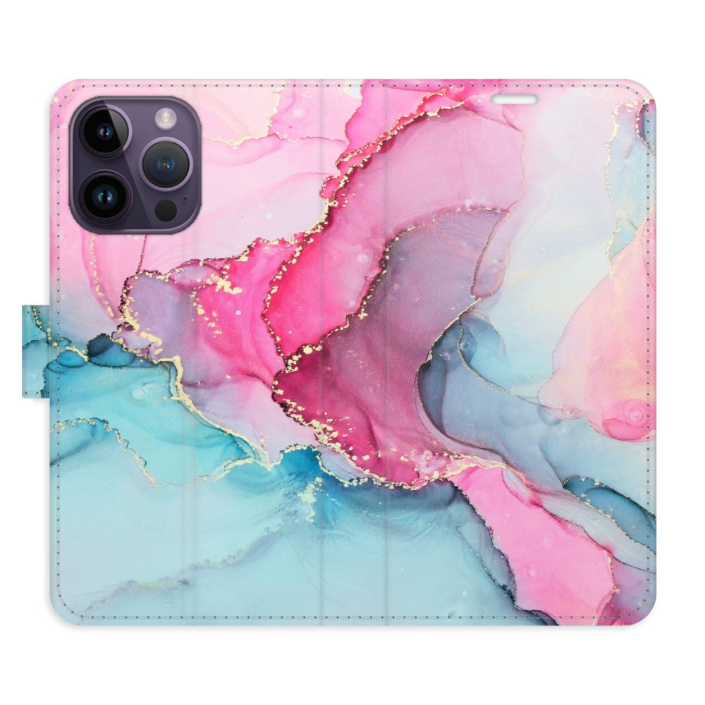 Flipové pouzdro iSaprio - PinkBlue Marble - iPhone 14 Pro Max