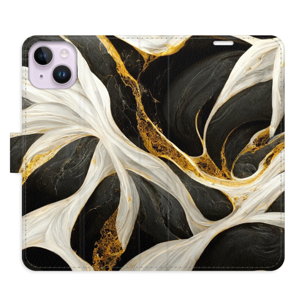Flipové pouzdro iSaprio - BlackGold Marble - iPhone 14 Plus
