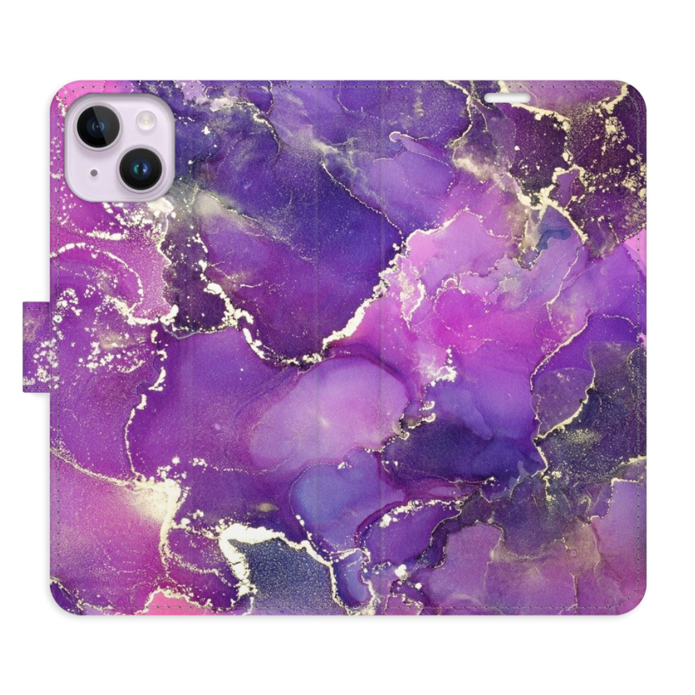 Flipové pouzdro iSaprio - Purple Marble - iPhone 14 Plus