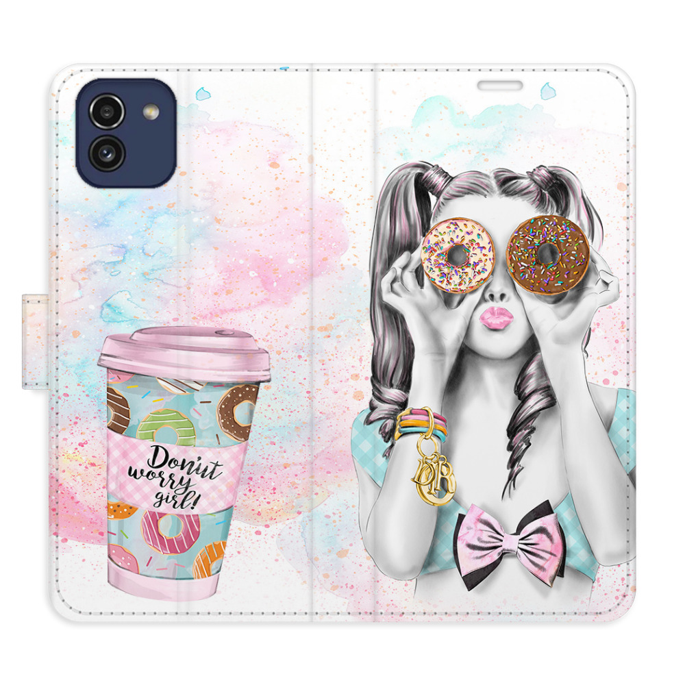 Flipové pouzdro iSaprio - Donut Worry Girl - Samsung Galaxy A03