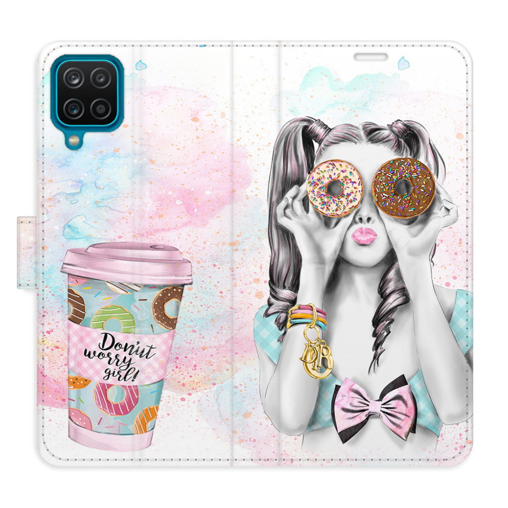 Flipové pouzdro iSaprio - Donut Worry Girl - Samsung Galaxy A12