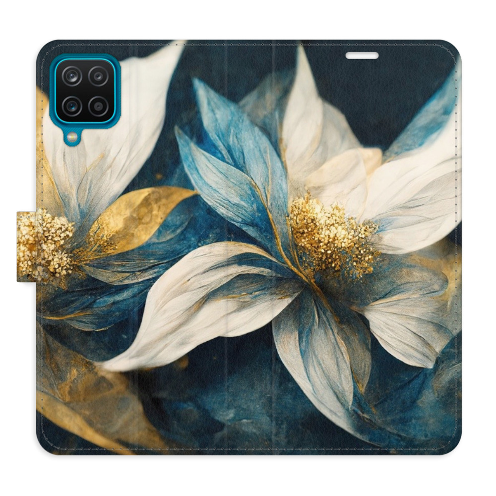 Flipové pouzdro iSaprio - Gold Flowers - Samsung Galaxy A12