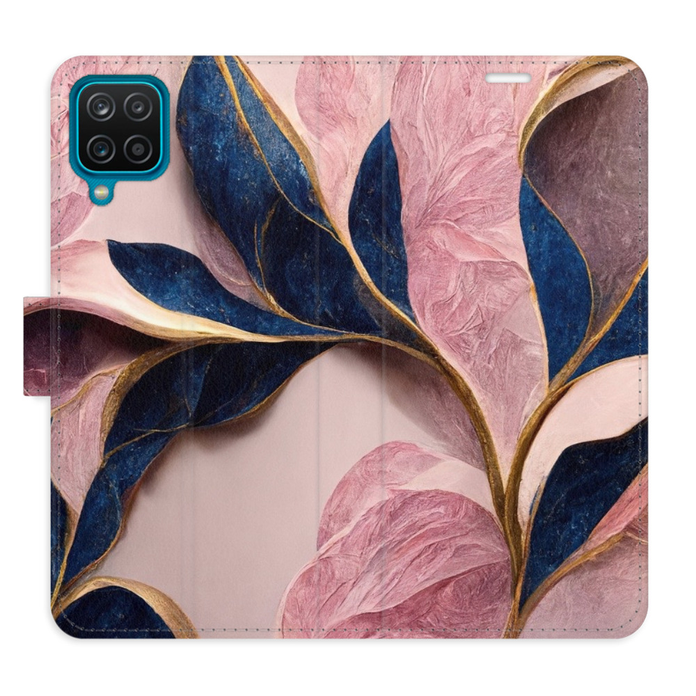 Flipové pouzdro iSaprio - Pink Leaves - Samsung Galaxy A12