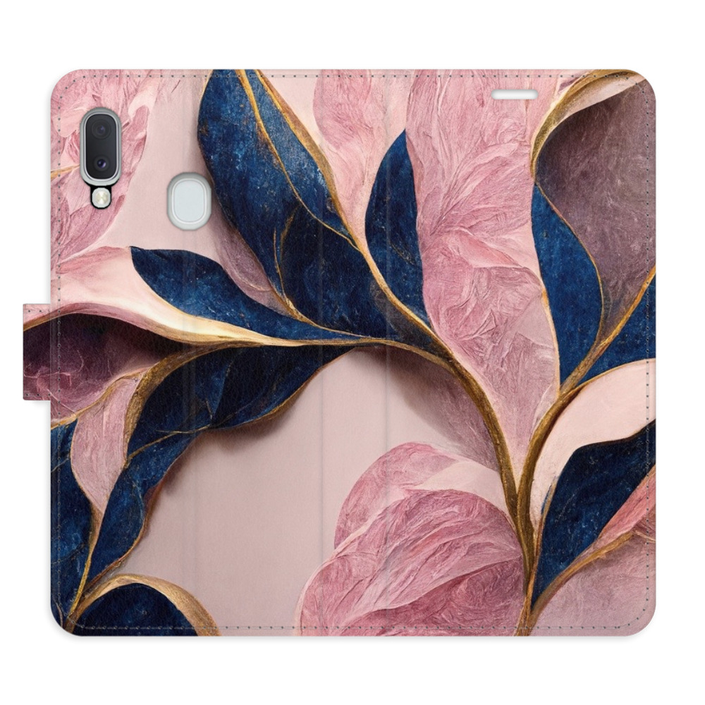 Flipové pouzdro iSaprio - Pink Leaves - Samsung Galaxy A20e
