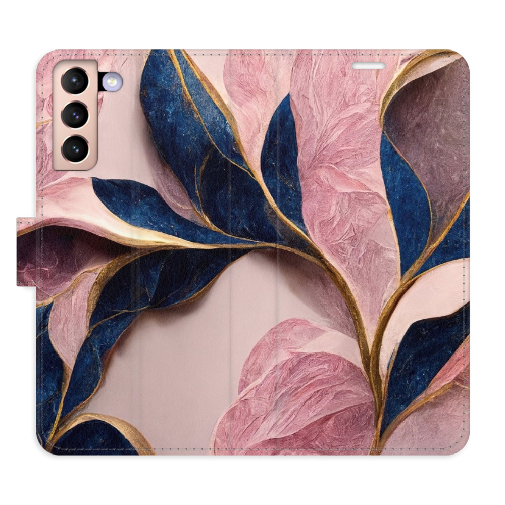 Flipové pouzdro iSaprio - Pink Leaves - Samsung Galaxy S21