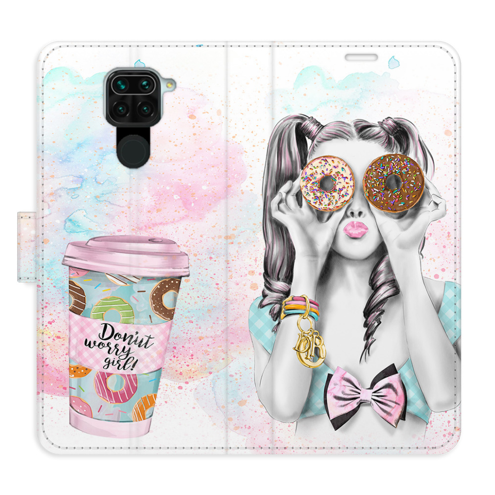 Flipové pouzdro iSaprio - Donut Worry Girl - Xiaomi Redmi Note 9