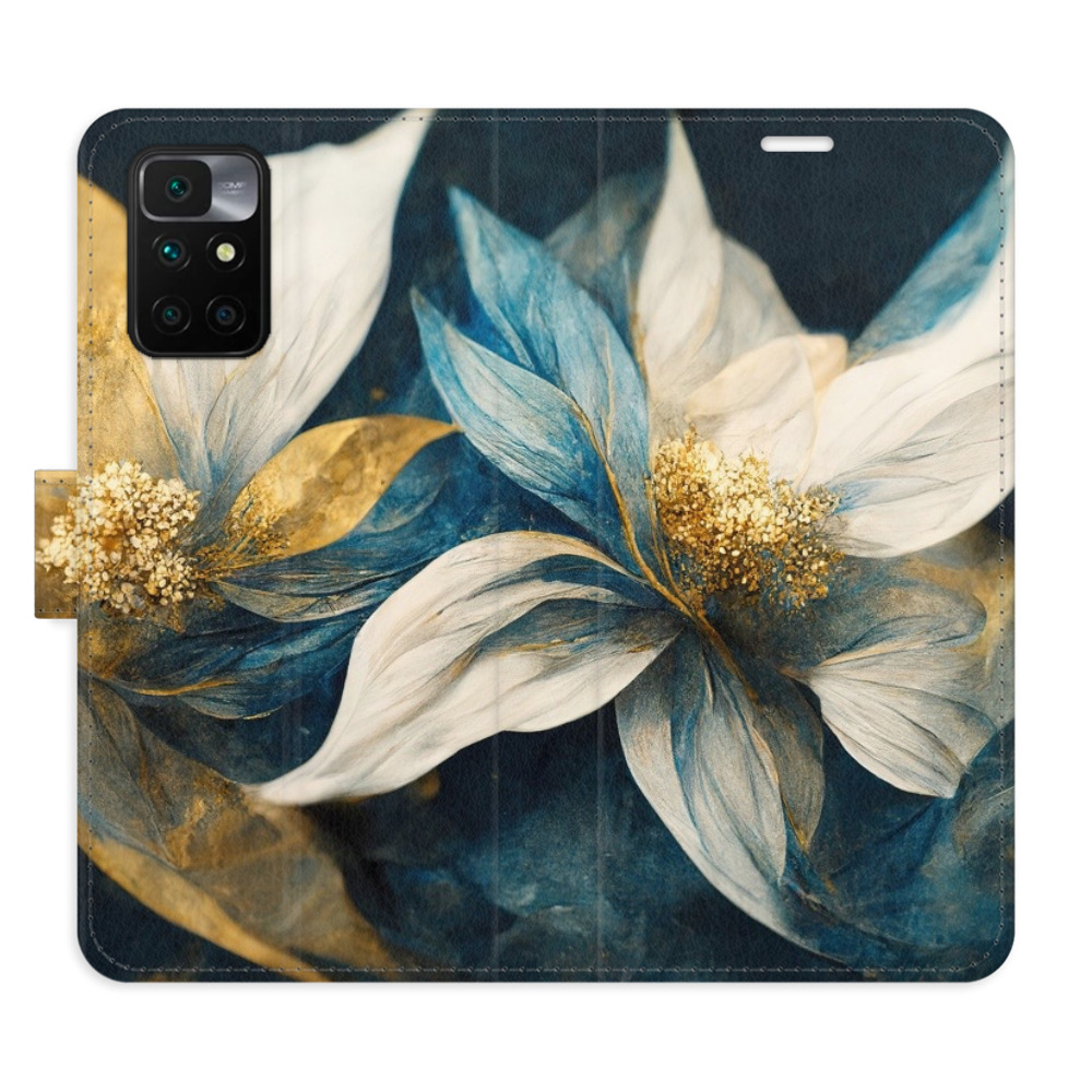 Flipové pouzdro iSaprio - Gold Flowers - Xiaomi Redmi 10