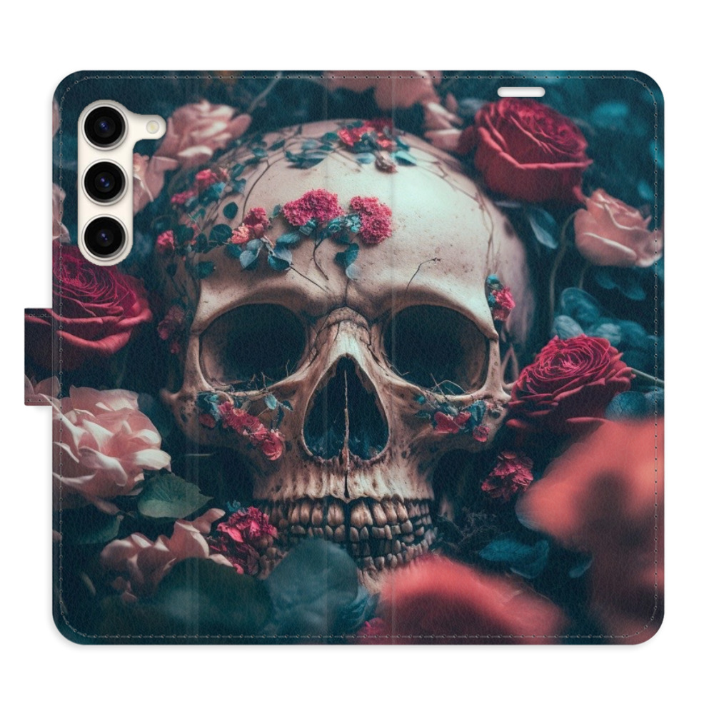 Flipové pouzdro iSaprio - Skull in Roses 02 - Samsung Galaxy S23+ 5G