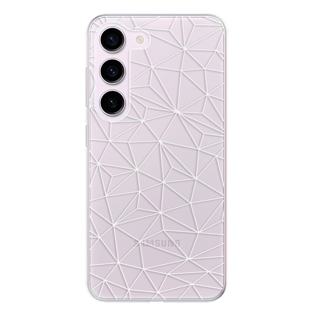 Odolné silikonové pouzdro iSaprio - Abstract Triangles 03 - white - Samsung Galaxy S23 5G
