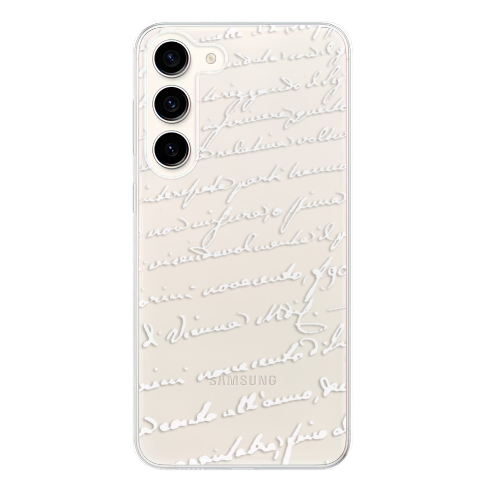Odolné silikonové pouzdro iSaprio - Handwriting 01 - white - Samsung Galaxy S23+ 5G