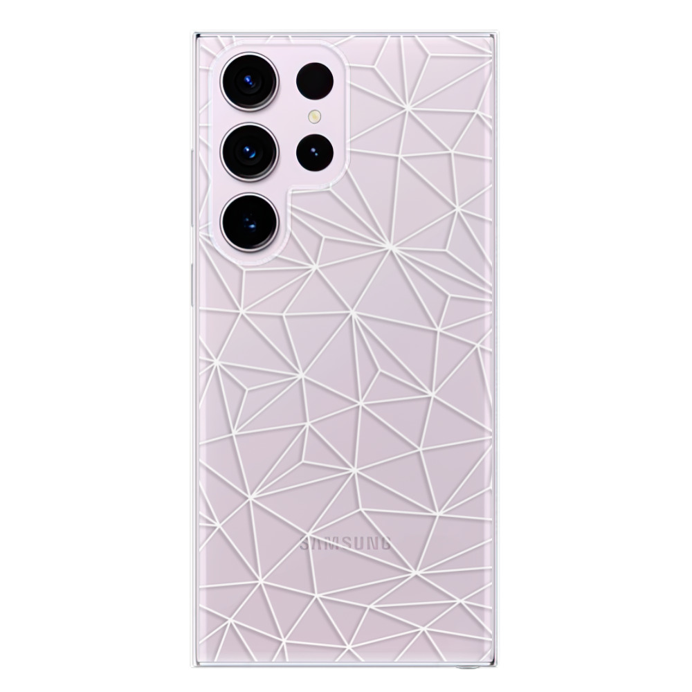Odolné silikonové pouzdro iSaprio - Abstract Triangles 03 - white - Samsung Galaxy S23 Ultra