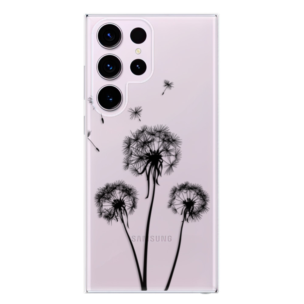 Odolné silikonové pouzdro iSaprio - Three Dandelions - black - Samsung Galaxy S23 Ultra