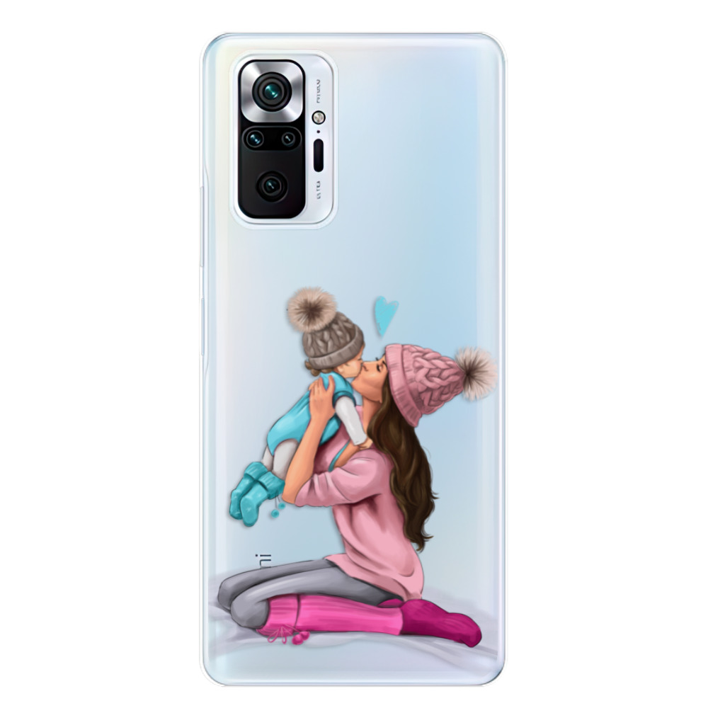 Odolné silikonové pouzdro iSaprio - Kissing Mom - Brunette and Boy - Xiaomi Redmi Note 10 Pro