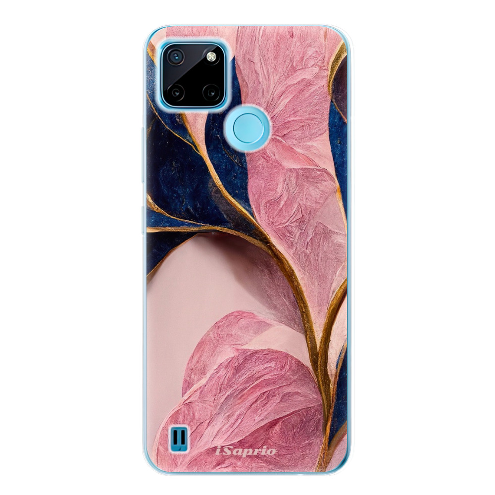 Odolné silikonové pouzdro iSaprio - Pink Blue Leaves - Realme C21Y / C25Y