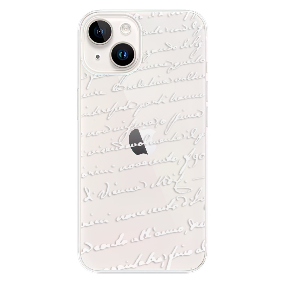 Odolné silikonové pouzdro iSaprio - Handwriting 01 - white - iPhone 15