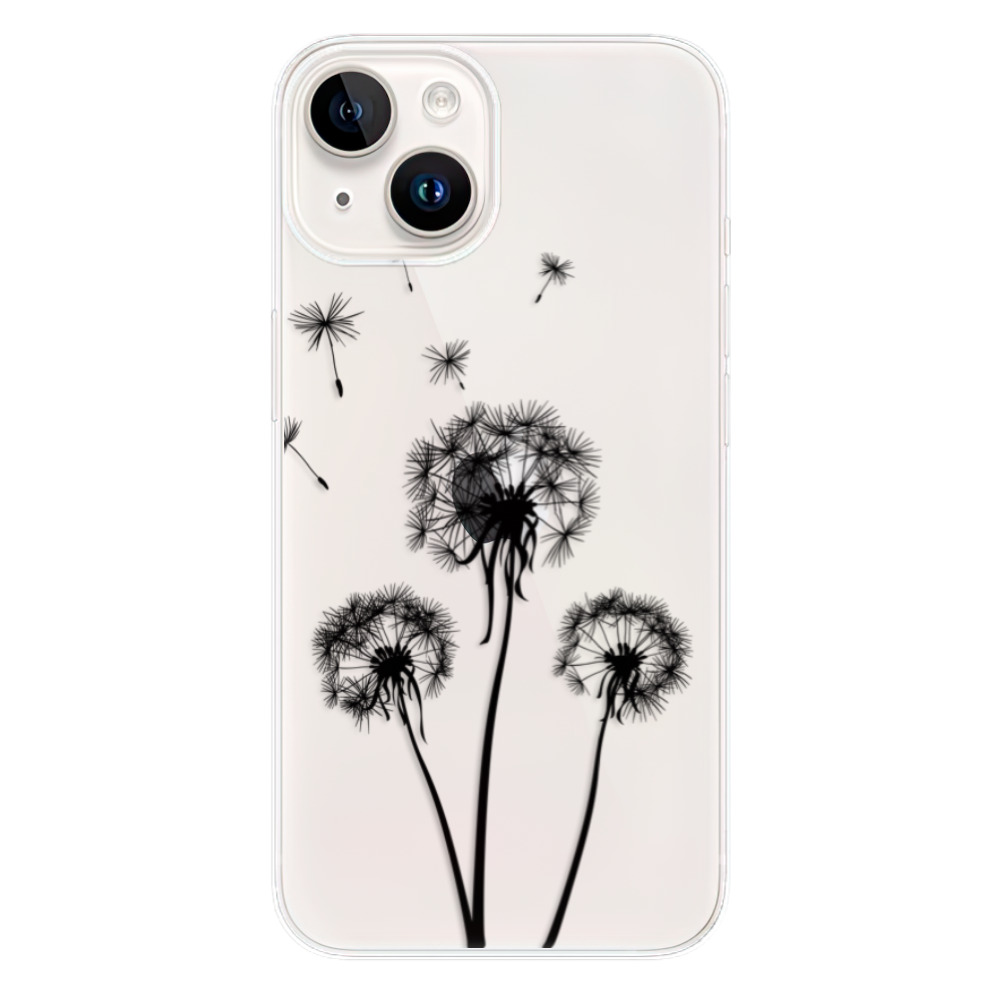 Odolné silikonové pouzdro iSaprio - Three Dandelions - black - iPhone 15