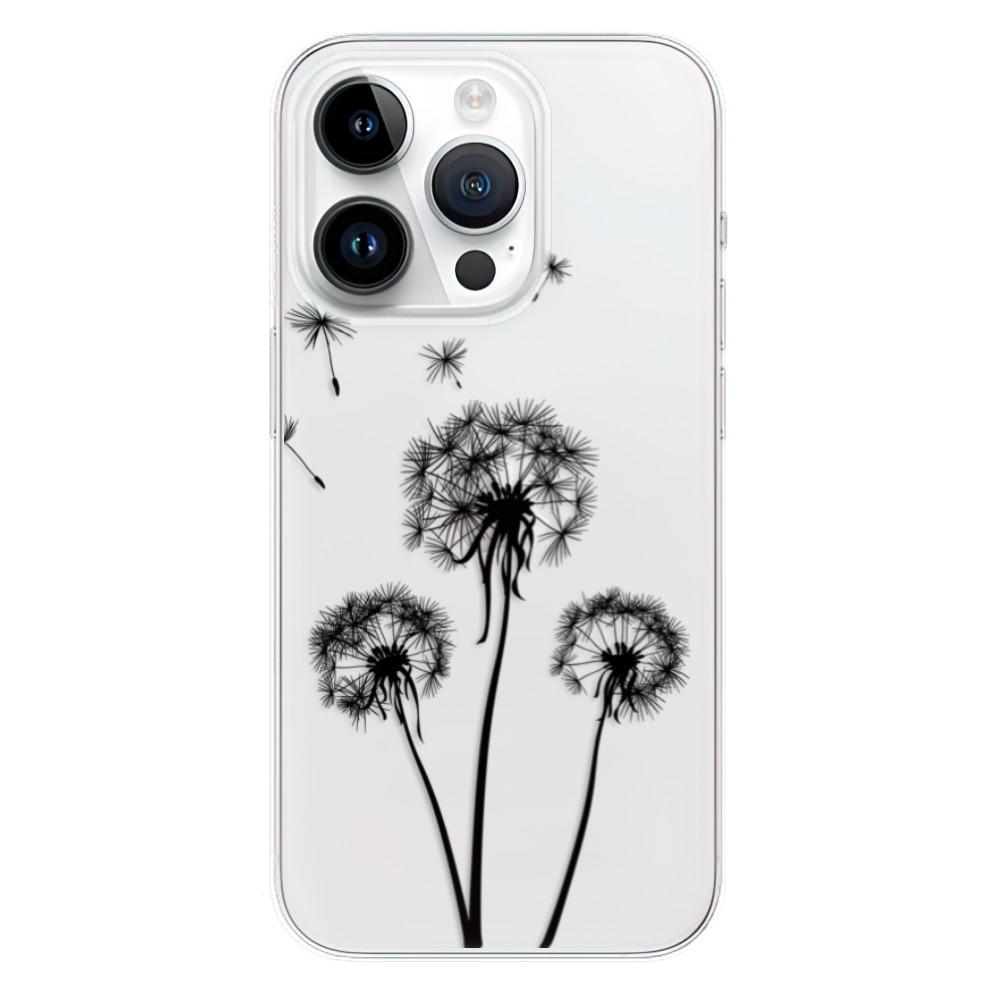 Odolné silikonové pouzdro iSaprio - Three Dandelions - black - iPhone 15 Pro
