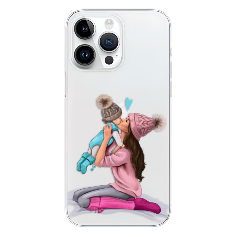 Odolné silikonové pouzdro iSaprio - Kissing Mom - Brunette and Boy - iPhone 15 Pro Max