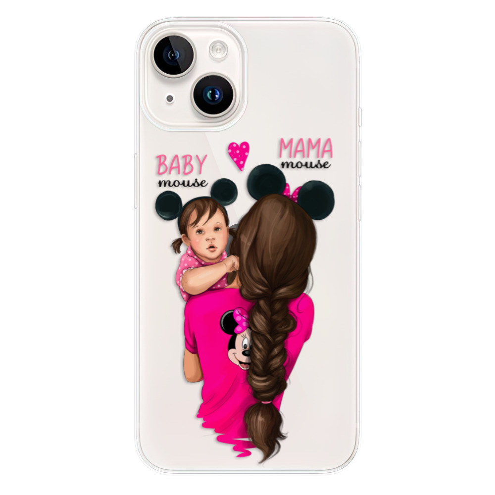Odolné silikonové pouzdro iSaprio - Mama Mouse Brunette and Girl - iPhone 15 Plus