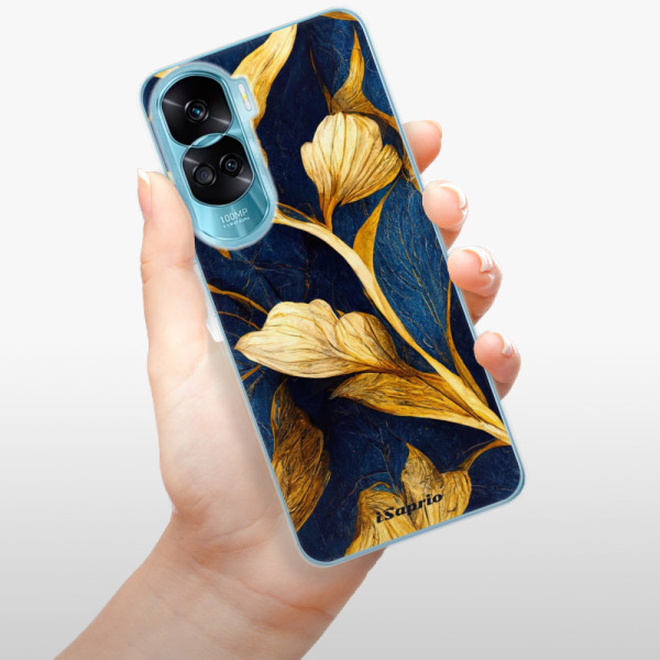 Odolné silikonové pouzdro iSaprio - Gold Leaves - Honor 90 Lite 5G