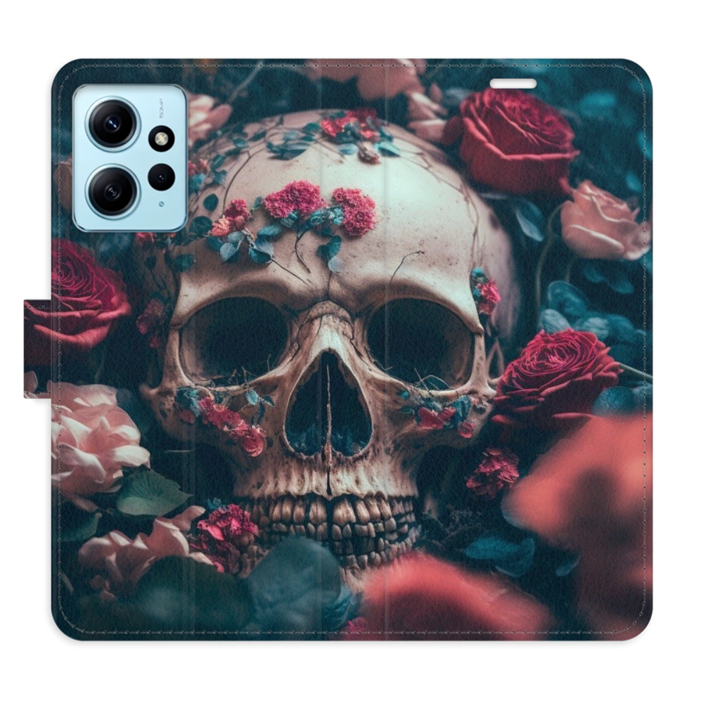 Flipové pouzdro iSaprio - Skull in Roses 02 - Xiaomi Redmi Note 12 5G