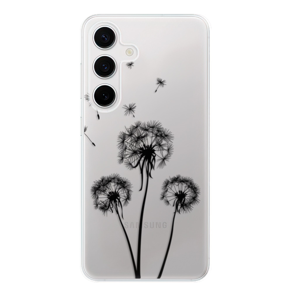 Odolné silikonové pouzdro iSaprio - Three Dandelions - black - Samsung Galaxy S24