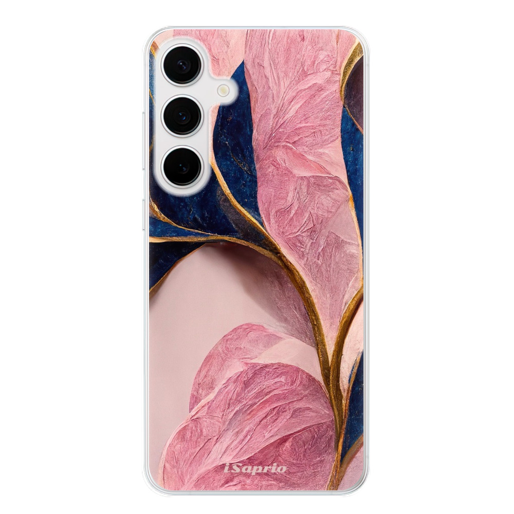 Odolné silikonové pouzdro iSaprio - Pink Blue Leaves - Samsung Galaxy S24+