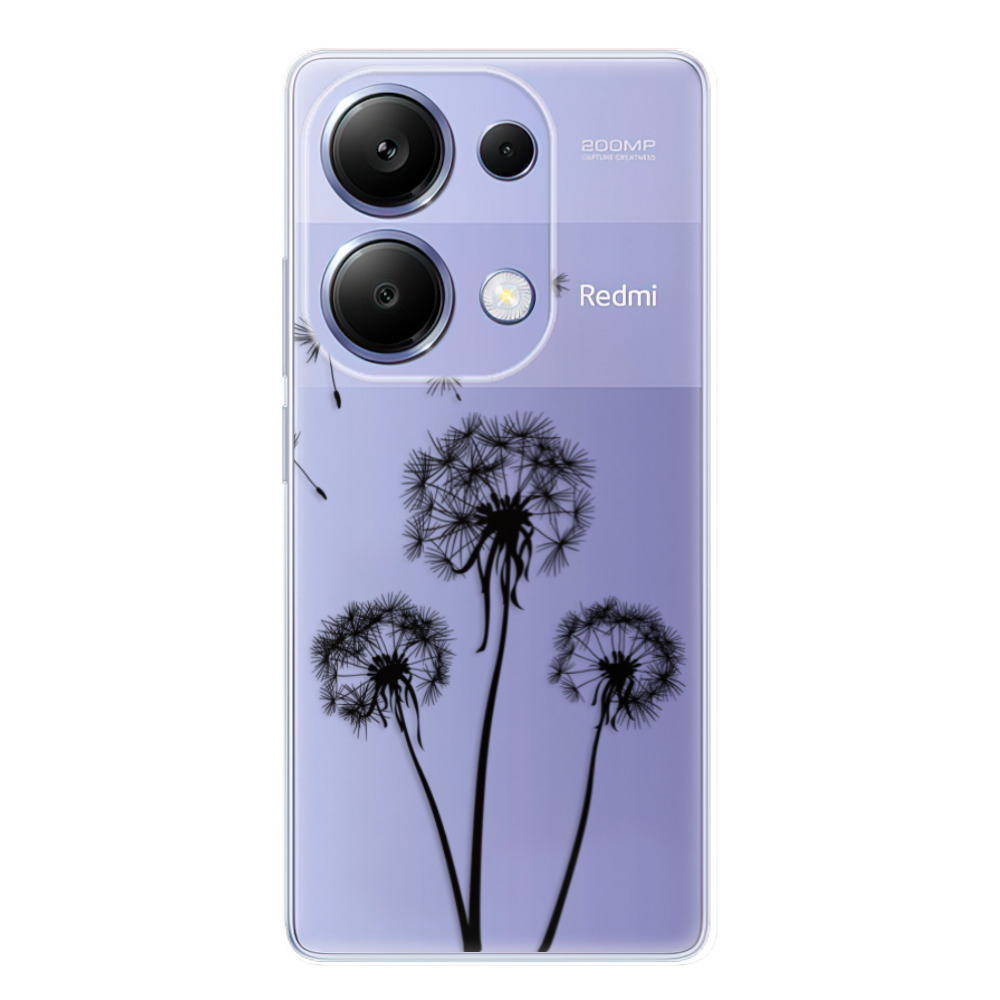 Odolné silikonové pouzdro iSaprio - Three Dandelions - black - Xiaomi Redmi Note 13 Pro