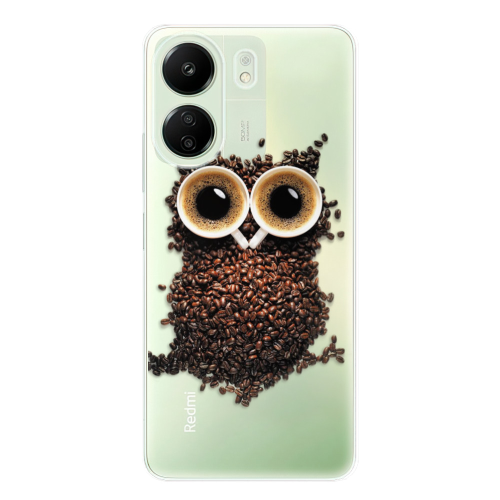 Silikonové odolné pouzdro iSaprio - Owl And Coffee - Xiaomi Redmi 13C / Poco C65 (Odolný silikonový kryt, obal, pouzdro iSaprio Owl And Coffee na mobilní telefon Xiaomi Redmi 13C / Poco C65)