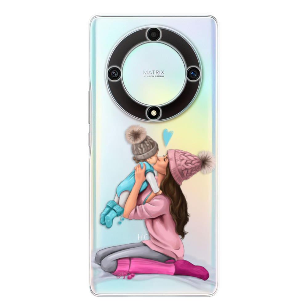 Odolné silikonové pouzdro iSaprio - Kissing Mom - Brunette and Boy - Honor Magic5 Lite 5G