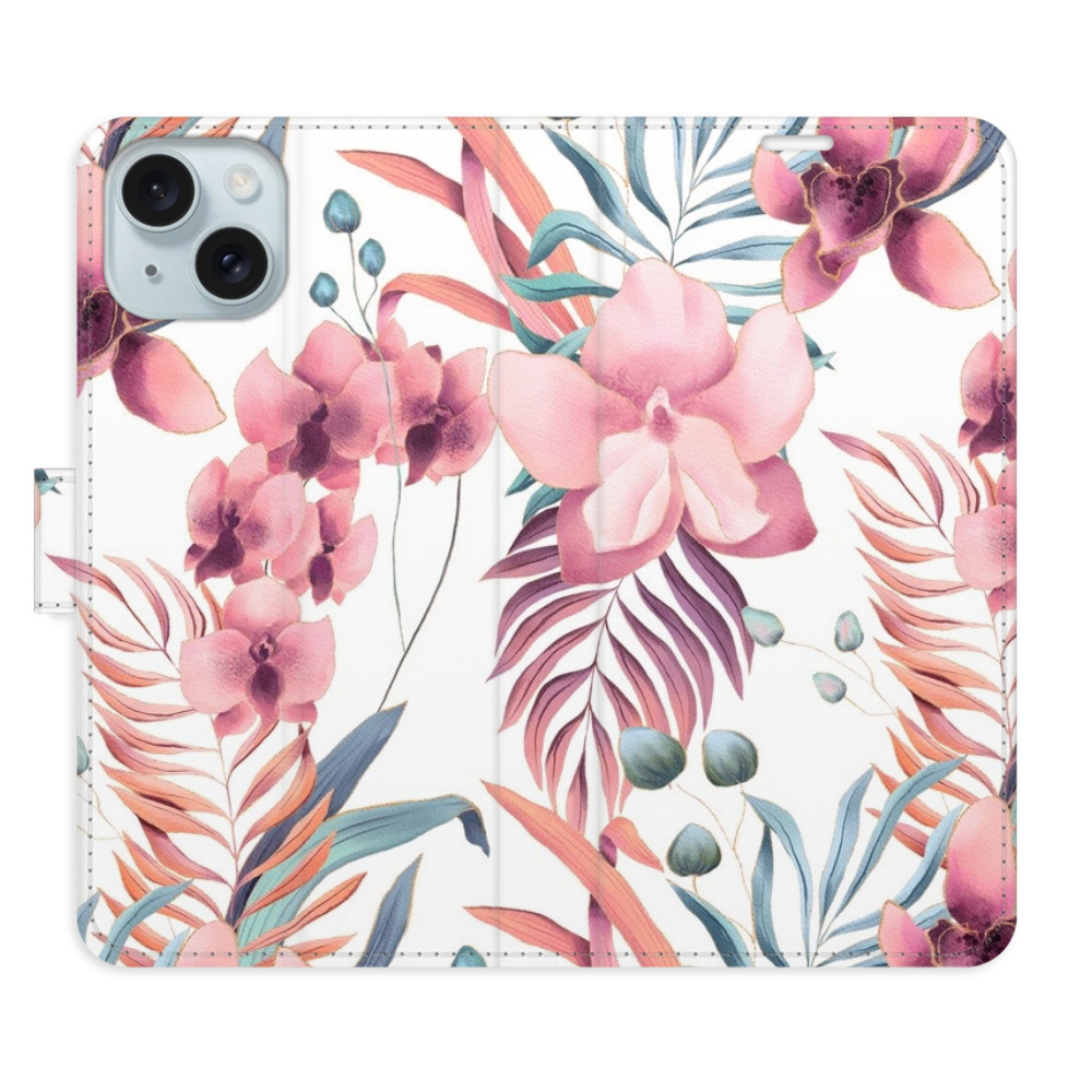 Flipové pouzdro iSaprio - Pink Flowers 02 - iPhone 15