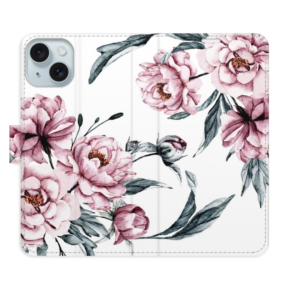 Flipové pouzdro iSaprio - Pink Flowers - iPhone 15 Plus