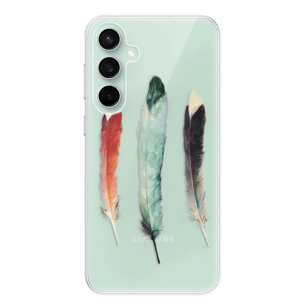 Silikonové odolné pouzdro iSaprio Three Feathers - Samsung Galaxy S23 FE (Odolný silikonový kryt, obal, pouzdro iSaprio Three Feathers na mobil Samsung Galaxy S23 FE)