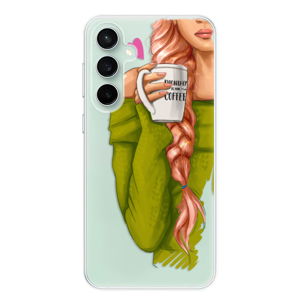 Odolné silikonové pouzdro iSaprio - My Coffe and Redhead Girl - Samsung Galaxy S23 FE