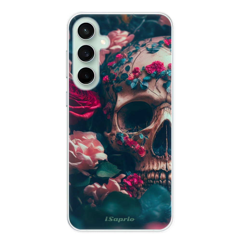 Silikonové odolné pouzdro iSaprio Skull in Roses - Samsung Galaxy S23 FE (Odolný silikonový kryt, obal, pouzdro iSaprio Skull in Roses na mobil Samsung Galaxy S23 FE)
