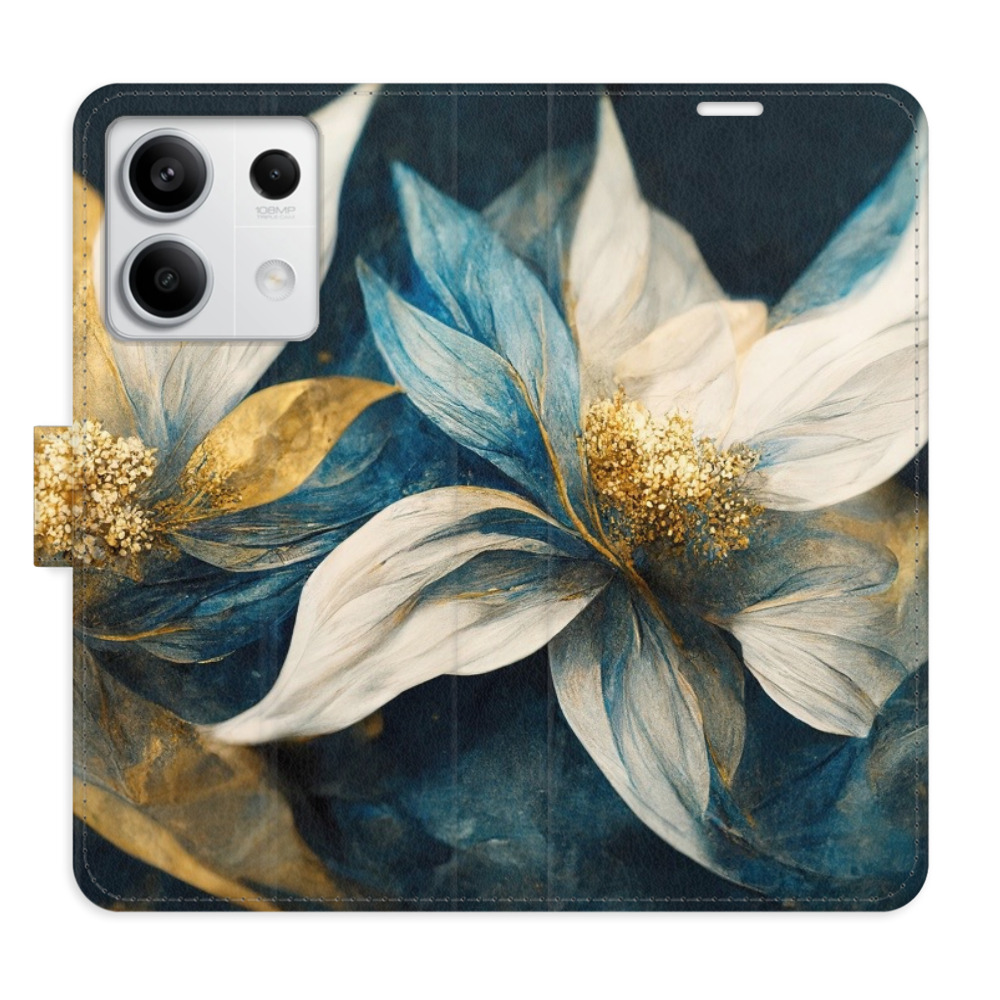Flipové pouzdro iSaprio - Gold Flowers - Xiaomi Redmi Note 13 5G