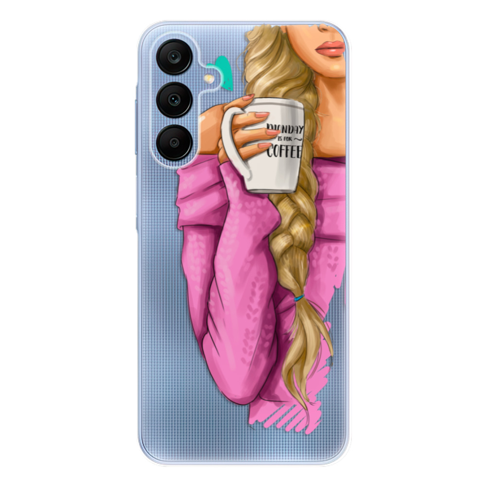 Odolné silikonové pouzdro iSaprio - My Coffe and Blond Girl - Samsung Galaxy A25 5G