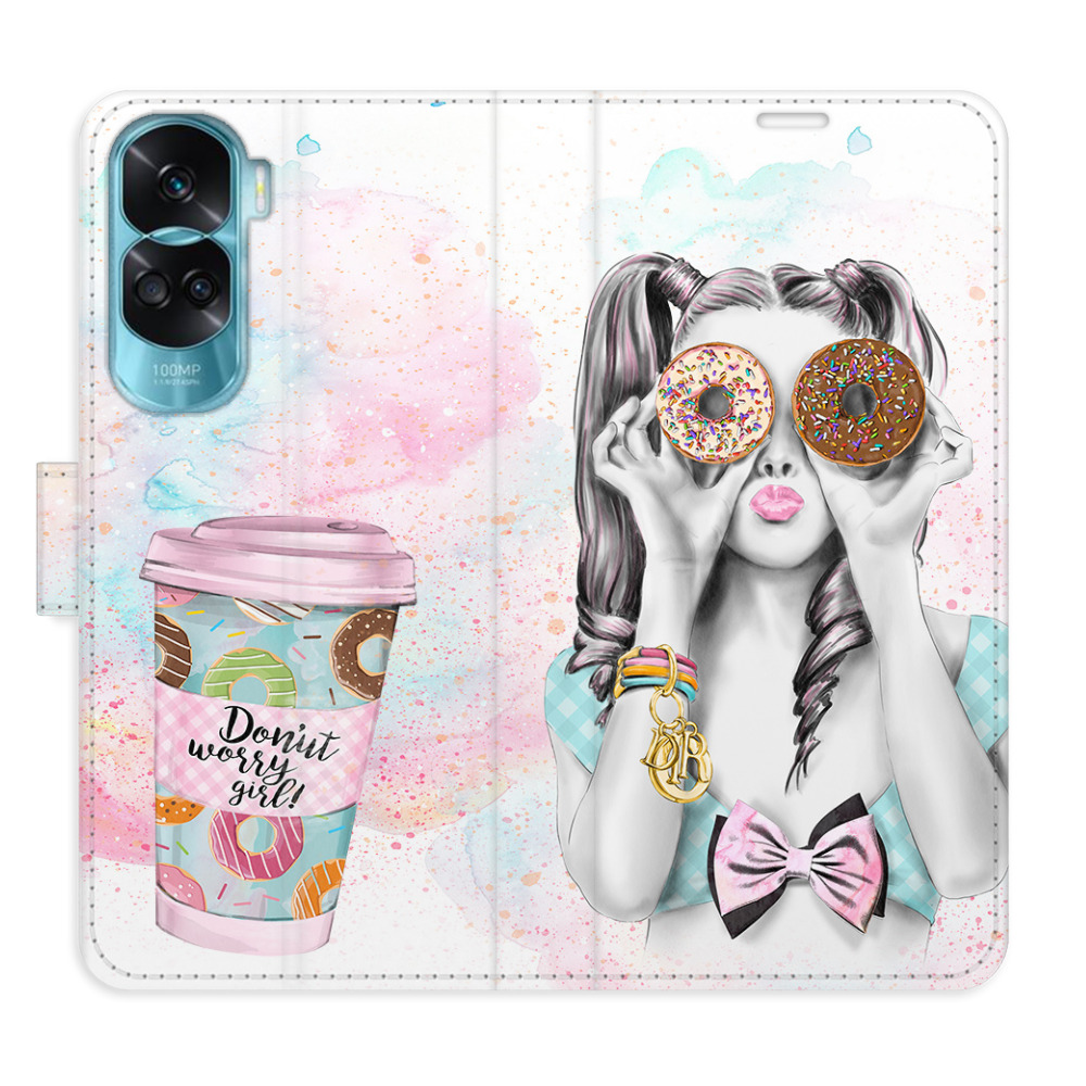 Flipové pouzdro iSaprio - Donut Worry Girl - Honor 90 Lite 5G