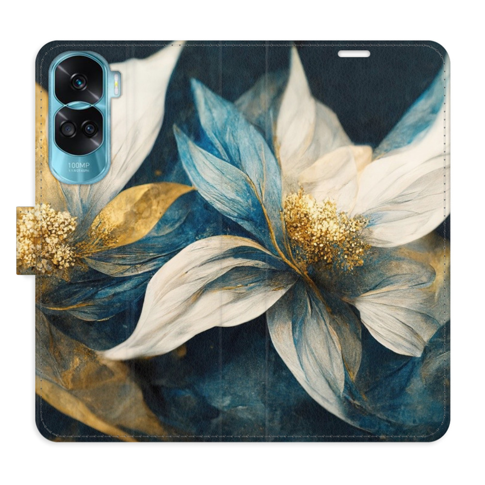 Flipové pouzdro iSaprio - Gold Flowers - Honor 90 Lite 5G