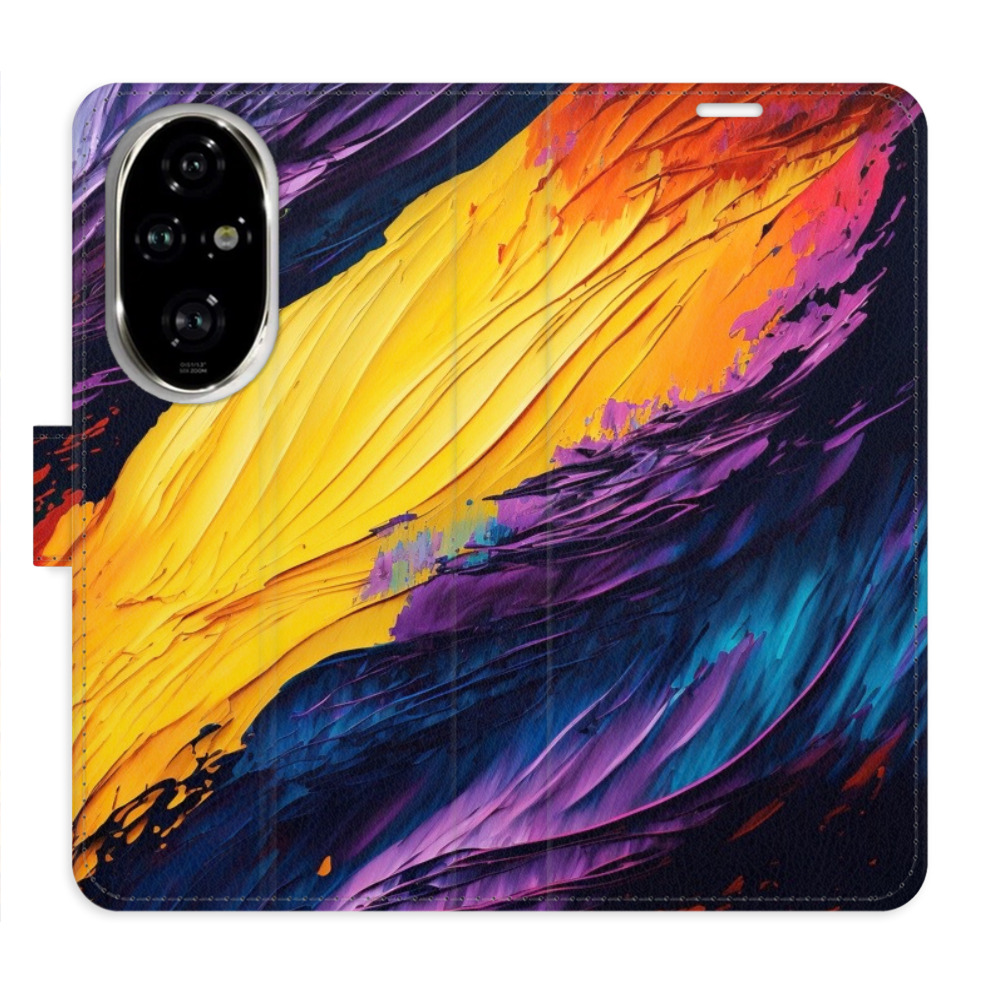 Knížkové flip pouzdro iSaprio s kapsičkami na karty - Fire Paint - Honor 200 Pro (Flip knížkové pouzdro, kryt, obal iSaprio s kapsičkami na karty a motivem - Fire Paint - Honor 200 Pro)