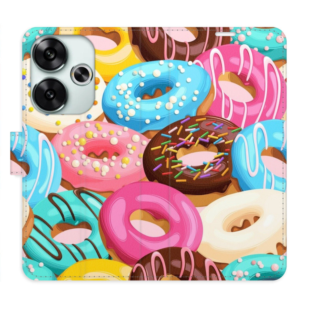 Knížkové flip pouzdro iSaprio s kapsičkami na karty - Donuts Pattern 02 - Xiaomi Poco F6 (Flip knížkové pouzdro, kryt, obal iSaprio s kapsičkami na karty a motivem - Donuts Pattern 02 - Xiaomi Poco F6)