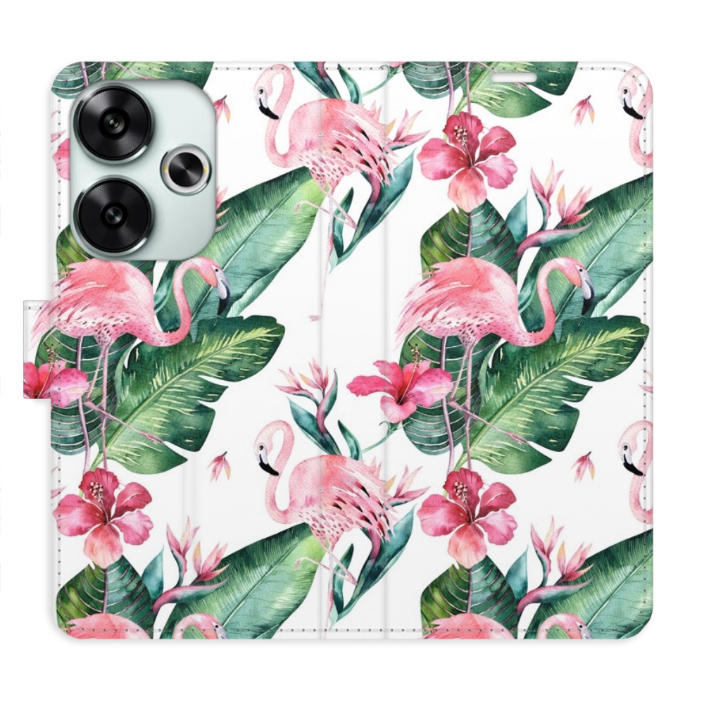 Knížkové flip pouzdro iSaprio s kapsičkami na karty - Flamingos Pattern - Xiaomi Poco F6 (Flip knížkové pouzdro, kryt, obal iSaprio s kapsičkami na karty a motivem - Flamingos Pattern - Xiaomi Poco F6)