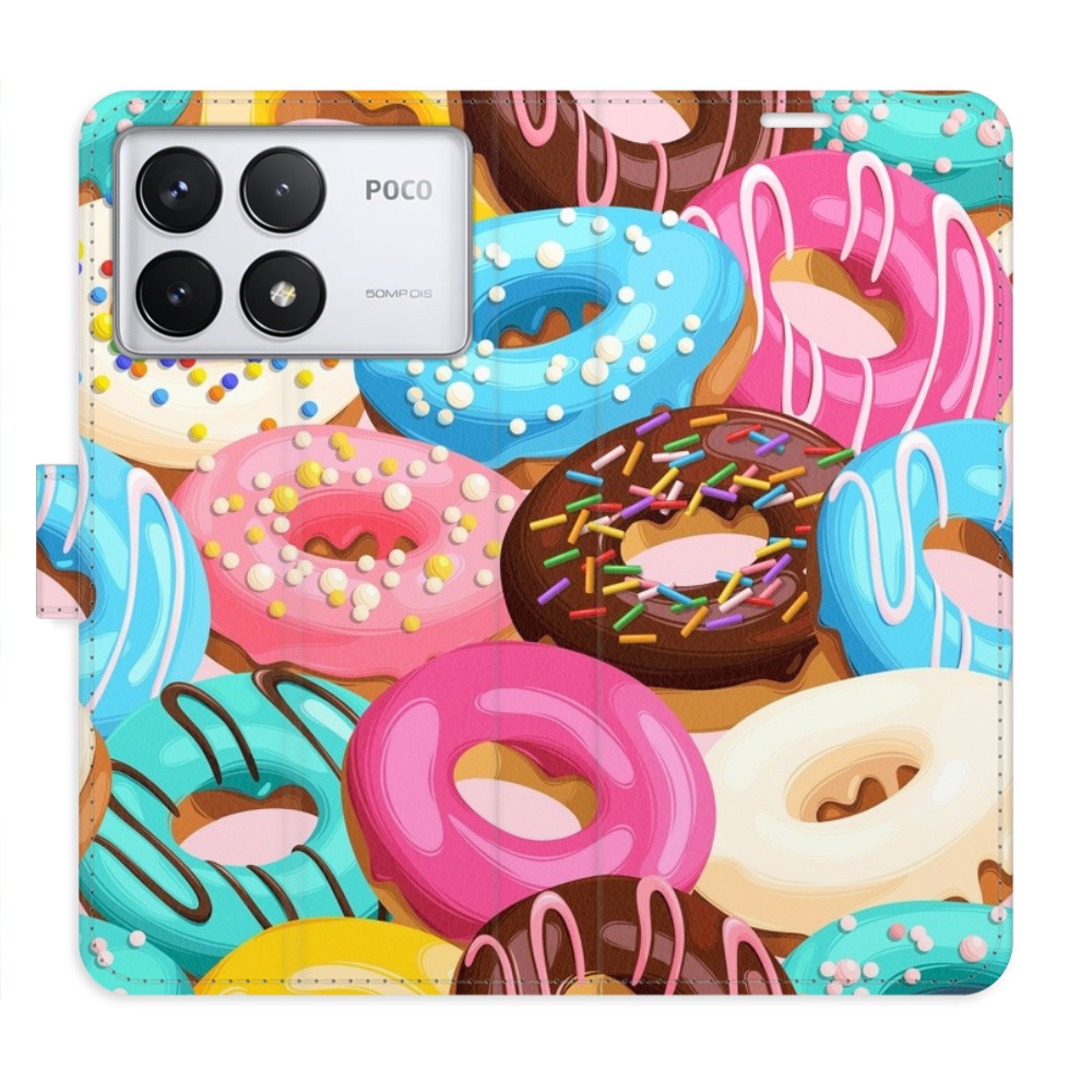 Knížkové flip pouzdro iSaprio s kapsičkami na karty - Donuts Pattern 02 - Xiaomi Poco F6 Pro (Flip knížkové pouzdro, kryt, obal iSaprio s kapsičkami na karty a motivem - Donuts Pattern 02 - Xiaomi Poco F6 Pro)